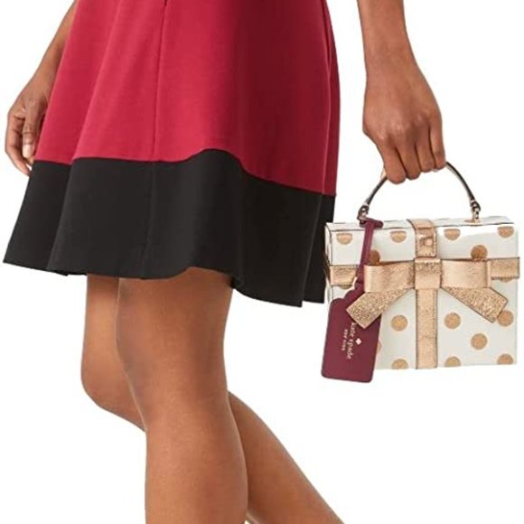 Kate Spade New York Crossbody Bag Wrapping Party Gift Box Bag Parchment Gold - Picture 2 of 13